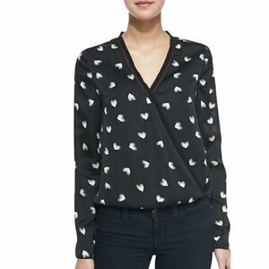 𝅺euc Cooper & Ella faux wrap Surplice ikat heart print blouse sz medium